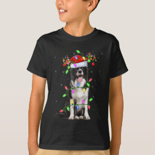 Jul Holiday Lighting Santa Border Collie Hund Jul T Shirt