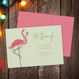 Jul Holiday Lights Rosa Festiv Flamingo Inbjudningar