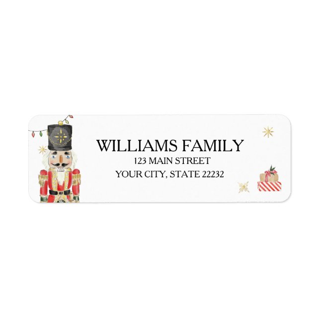 Jul Holiday Nutcracker Adressetikett Returadress Etikett (Framsidan)
