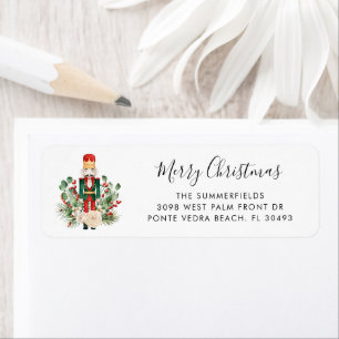 Jul Holiday Nutcracker Familj Returadress Etikett
