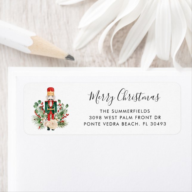Jul Holiday Nutcracker Familj Returadress Etikett (Insitu)