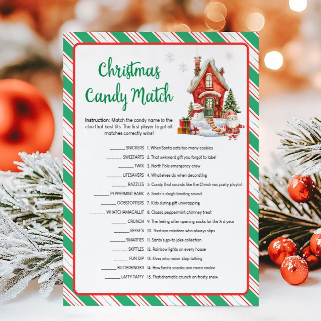 Jul Holiday Party Godis Match Game Julkort (Christmas Party Games)