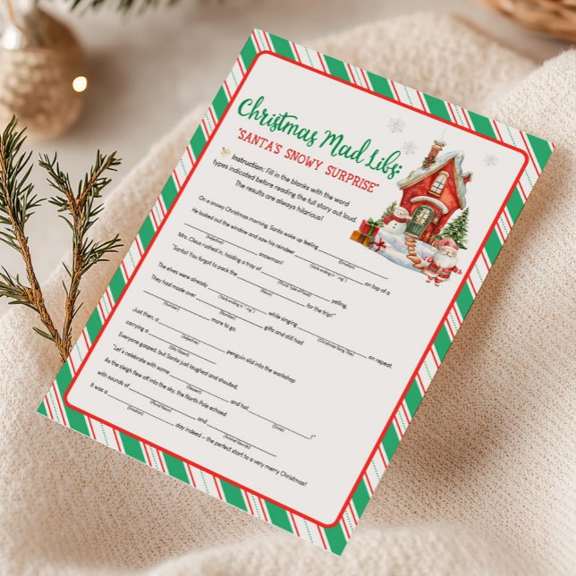 Jul Holiday Party Mad Libs-spel Julkort (Christmas Party Games)