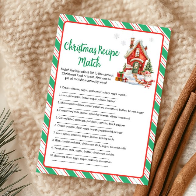 Jul Holiday Party Recept Match Game Julkort (Christmas Party Games)