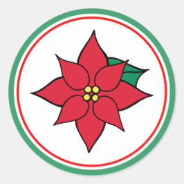 Jul Holiday Röd Festlig Poinsettia Klistermärken