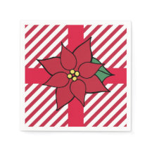 Jul Holiday Röd Poinsettia Festliga Servetter