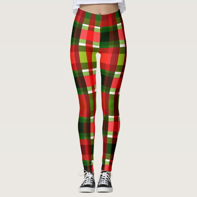 Jul Holiday Rutiga Rutor Buffalo Plaid Leggings (Framsida)