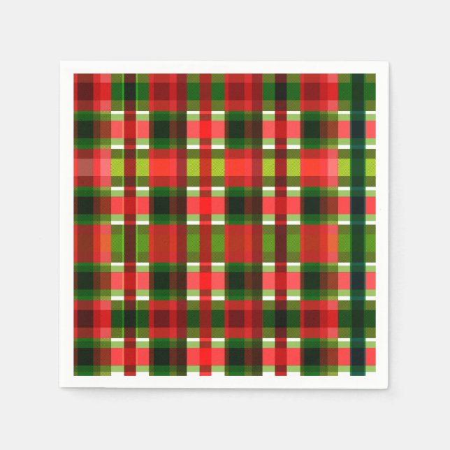 Jul Holiday Rutiga Rutor Buffalo Plaid Pappersservett (Framsidan)