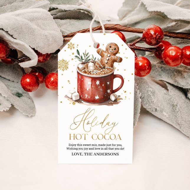 Jul Holiday Varm Choklad Vattenfärg Presentetikett (Skapare uppladdad)