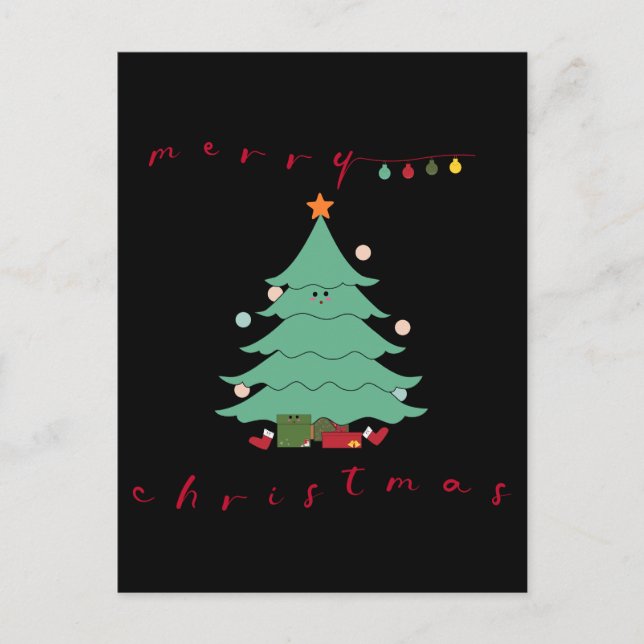 Jul Holiday vykort | Kawaii Julgran (Framsida)