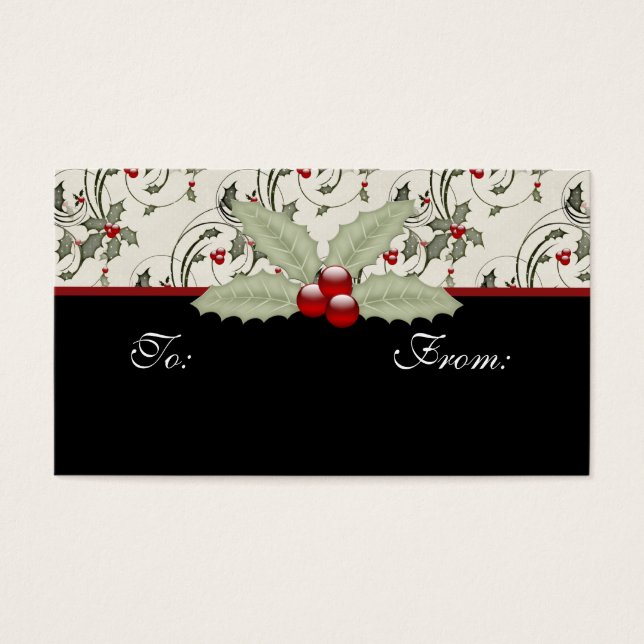 Jul Holly 2 - Helgdag Gift-Märkre Visitkort (Framsidan)