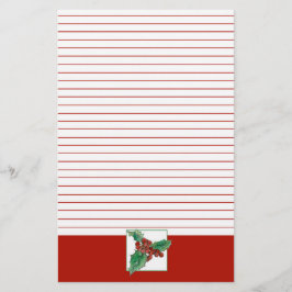 Jul Holly Berries Botanical Art Red Line Brevpapper