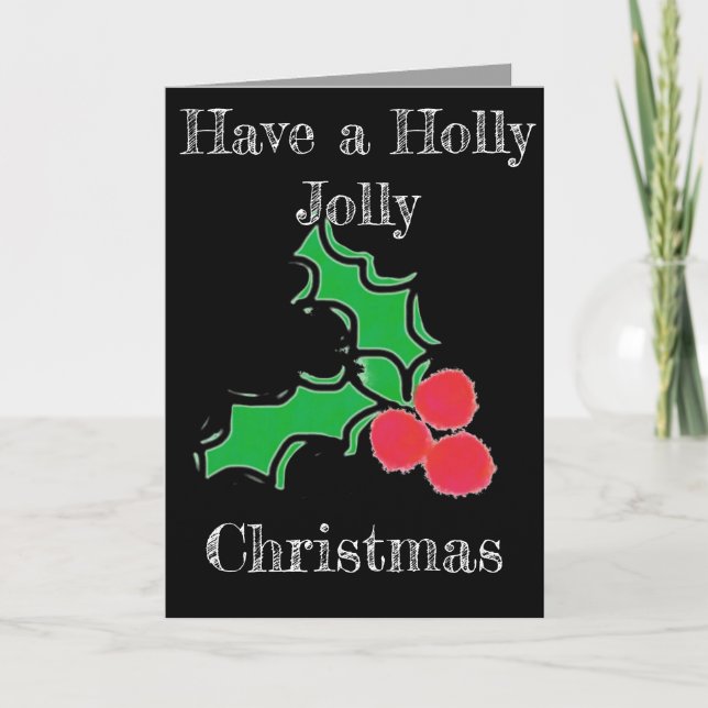 Jul Holly Berries-kort Helgkort (Framsida)