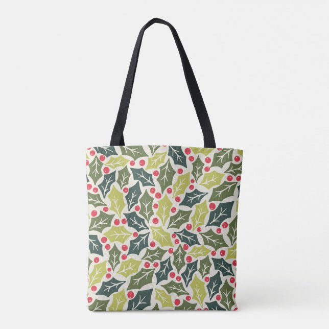 jul Holly Berries Tote Tygkasse (Baksida)