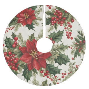 Jul Holly & Berries Träd Skirt Julgransmatta Borstad Polyester