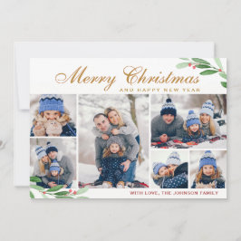 jul Holly Berry 6 PHOTO Collage Hälsning Julkort