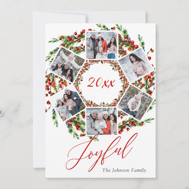 jul Holly Berry Birch Bark 6 PHOTO Hälsning Julkort (Framsida)