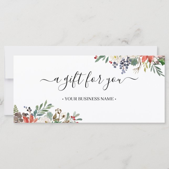 Jul Holly Berry & Blommigt Gift Certificate (Framsida)