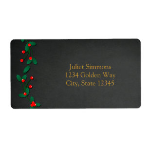 Jul Holly Berry chalkboard-adressetikett Fraktsedel
