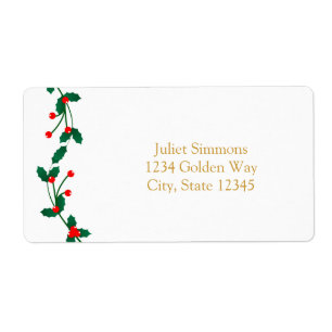 Jul Holly Berry Elegant Address Label Fraktsedel