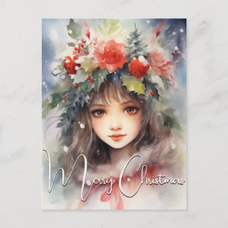 jul Holly Berry Fairy Helg Vykort