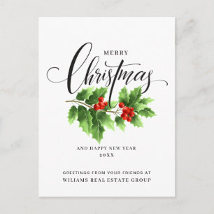 jul Holly Berry Gren Corporate Hälsning Helg Vykort