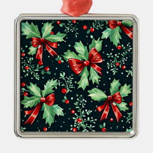 jul Holly Berry Mönster Julgransprydnad Metall