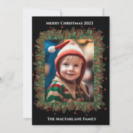 Jul Holly Berry Photo Card Julkort