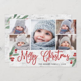 Jul Holly Berry Rustic Birch 5 PHOTO Julkort