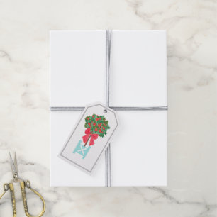 Jul Holly Berry Topiary Robin's Egg Blue Presentetikett