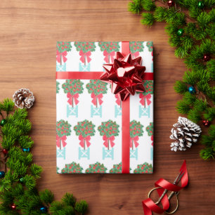 Jul Holly Berry Topiary Robin's Egg Blue Presentpapper