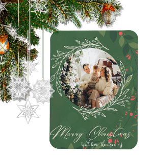 Jul Holly Botanical Greenery Photo Navy Magnet