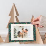 Jul Holly Botanical Greenery Two Photo Navy Julkort<br><div class="desc">Jul Holly Botanical Grey Two Photo Retro Helgdag Card i marint blått,  rött och Grönt</div>