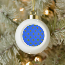 Jul Holly decorative mönster på blå Julgranskula Keramik