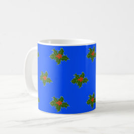 Jul Holly decorative mönster på blå Kaffemugg