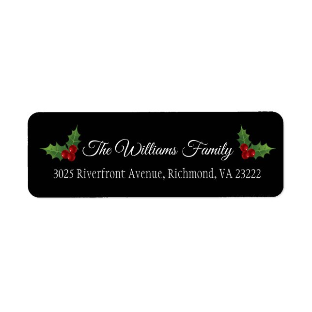 Jul Holly - EDITABLE FÄRG - Returadress Returadress Etikett (Framsidan)