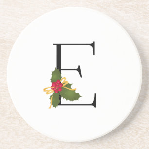 Jul Holly Elegant Monogram Brev E Round Underlägg