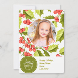 jul Holly | Ett foto| Minimal Helgdag Julkort