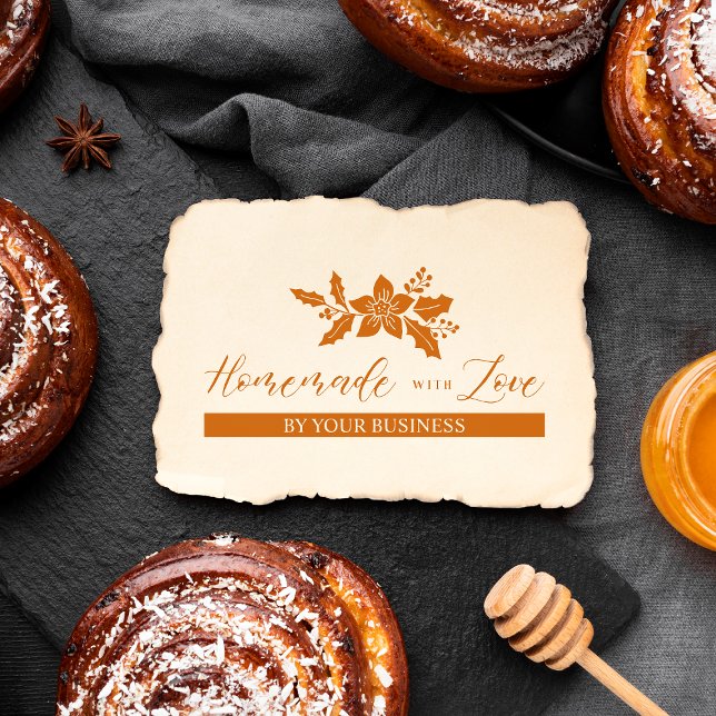 Jul Holly Flowers Homemade med Kärlek-citat Stämpel (Skapare uppladdad)