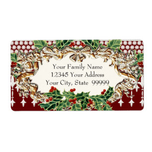 Jul Holly Foliage Red Guld Ribbon Snöre Fraktsedel