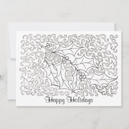Jul Holly Glad helg Card till Färg Julkort