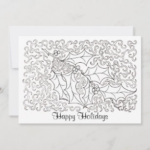 Jul Holly Glad helg Card till Färg Julkort