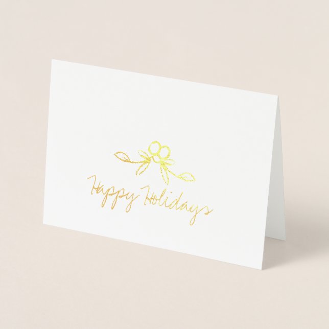 Jul Holly Glad helg Etched Foil Card Folierat Kort (Framsida)