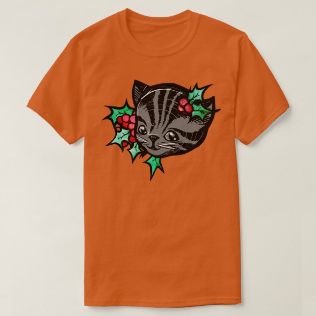 jul Holly Grått Tiger Rand Tabby katt T Shirt (Design framsida)
