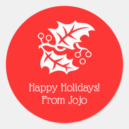 jul Holly Helgdag Red White 4Helen Runt Klistermärke