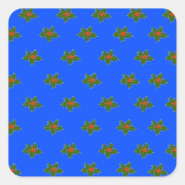 Jul Holly, Ilex Aquifolium Fyrkantigt Klistermärke