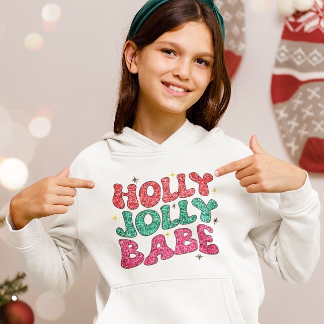 Jul Holly Jolly Babe Modern Glitter-skript T Shirt (Skapare uppladdad)