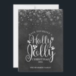 Jul Holly Jolly Elegant Script Chalkboard Julkort<br><div class="desc">Med en elegant Holly Jolly-skriptdesign kan du anpassa ditt meddelande,  namn och år på en kritersbakgrund. Designad av Thisisnotme©</div>
