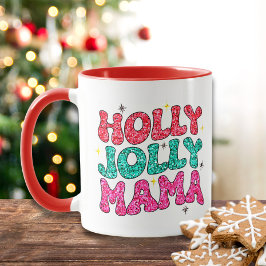 Jul Holly Jolly Mamma Modern Glitter Mugg