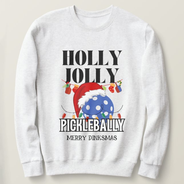 Jul HOLLY JOLLY PICKLEBALLY Lång Ärmad Tröja (Design framsida)